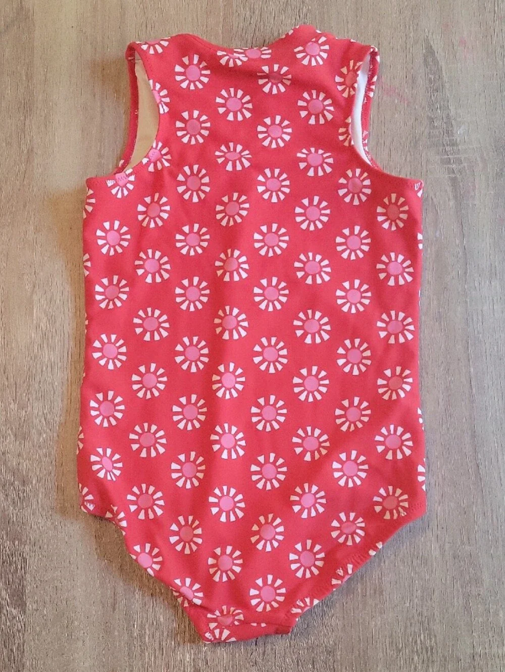 Primary Girls Red Zip Front One-Piece Swimsuit Size 6-7